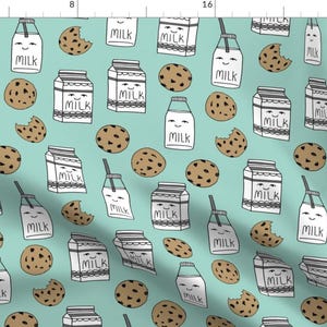 Milk And Cookies Fabric - Milk And Cookies // Mint Food Kids Nursery Baby Kids By Andrea Lauren - Cotton Fabric By The Yard With Spoonflower