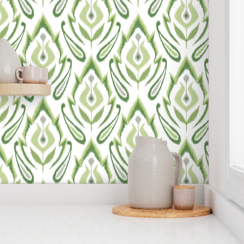 Green Ikat Wallpaper Spearmint Ikat by Pattysloniger Etsy