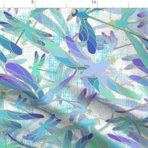 Dragonfly Fabric - From My Window By Southwind - Dragonfly Blue Watercolor Aqua Insects Summer Cotton Fabric By The Yard With Spoonflower