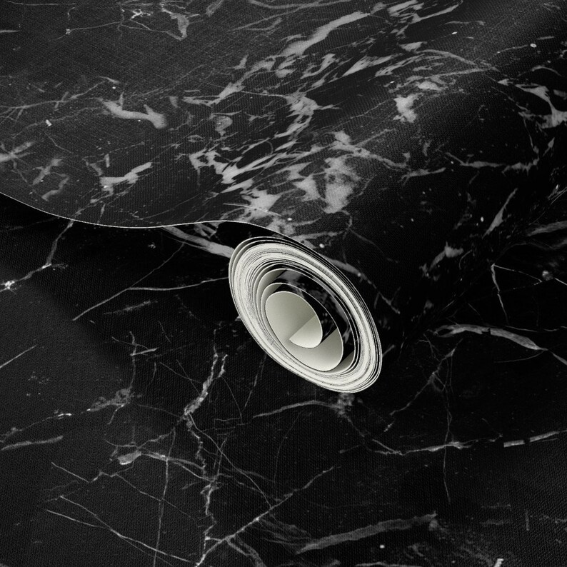 Marble Look Wallpaper Black Marble by Kaeselotti Black and Etsy
