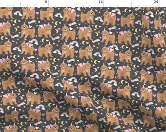 Magical Cavoodle Fabric - Cavoodle Pastel Unicorn Magic Cavapoo Pattern Grey By Petfriendly - Cotton Fabric by the Yard With Spoonflower