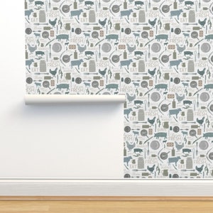 Farmhouse Wallpaper - Sing For Your Supper Gather Round Give Thanks - Custom Printed Removable Self Adhesive Wallpaper Roll by Spoonflower image 5