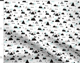 Spoonflower's Geometric Mountains designed by LittleSmileMakers -printed on a variety of cotton fabrics - by the yard