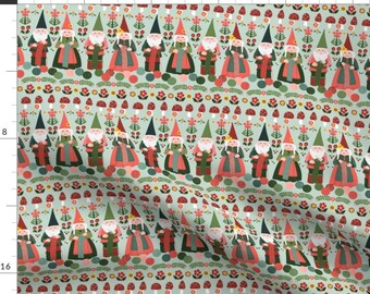 Knitting Gnomes Fabric - Knitting Gnomes By Laura Mooney - Knitting Gnome Stripe Craft Novelty Cotton Fabric By The Yard With Spoonflower