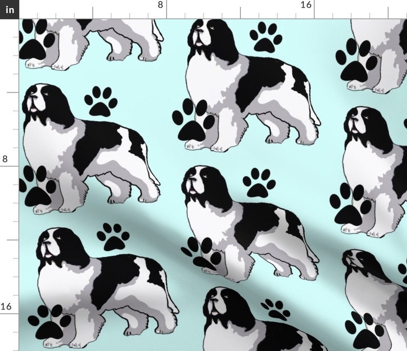 Black and White Dog Fabric Landseer Newfoundland Dog With Etsy