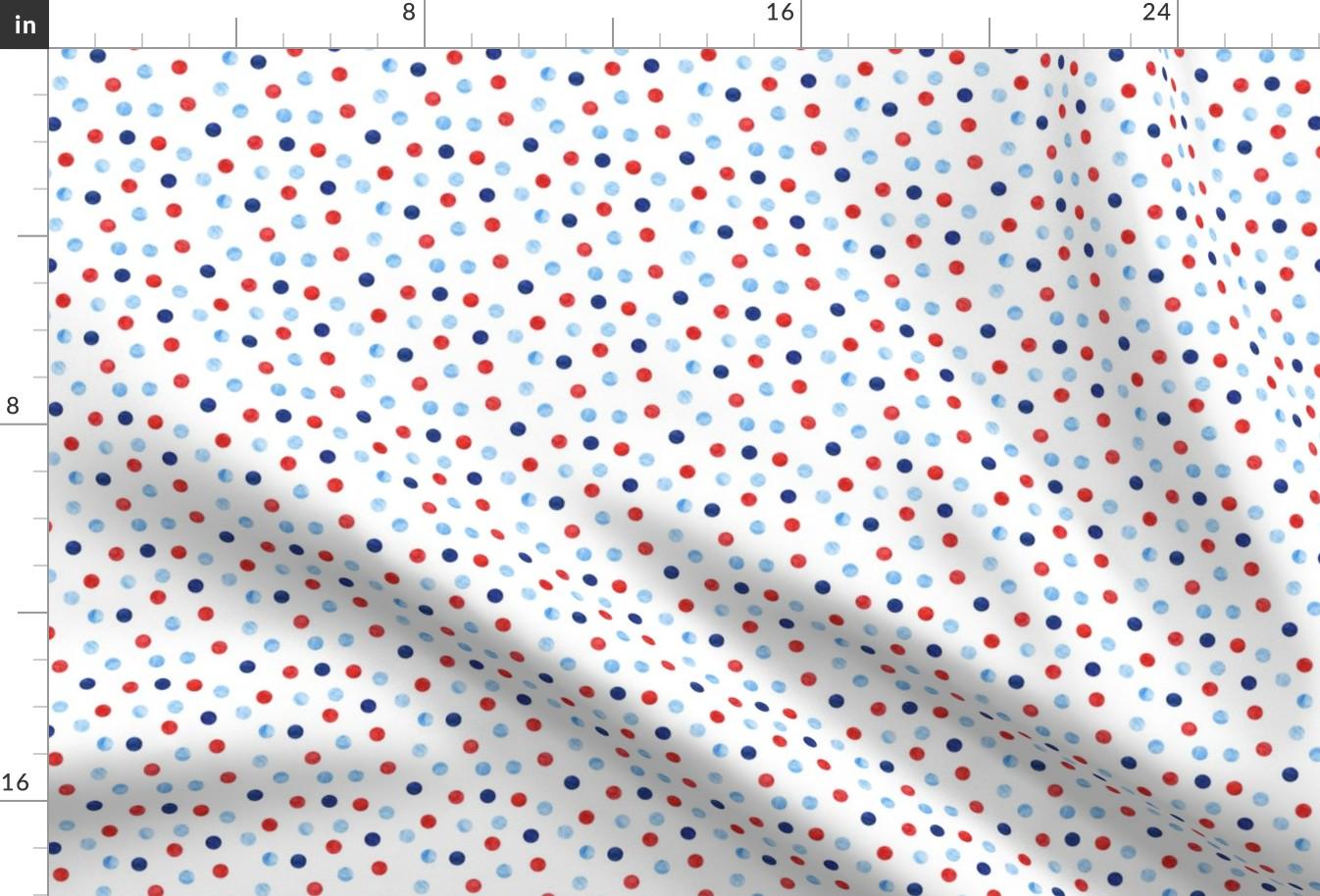 Patriotic Fabric - Polka Dot Scatter By Littlearrowdesign - July 4th Celebration Freedom America Cotton Fabric By The Yard With Spoonflower