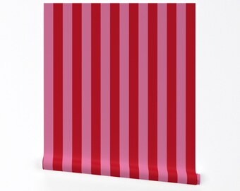 Valentine's Day Wallpaper - Bright Stripe by hollycejeffriess - Bold Stripe Pink Red Love Removable Peel and Stick Wallpaper by Spoonflower