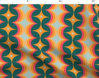 Retro Stripe Fabric - Retro Medium Scale by annhurleydesign -  1970s Hippie Boho 70s Throwback Orange Fabric by the Yard by Spoonflower