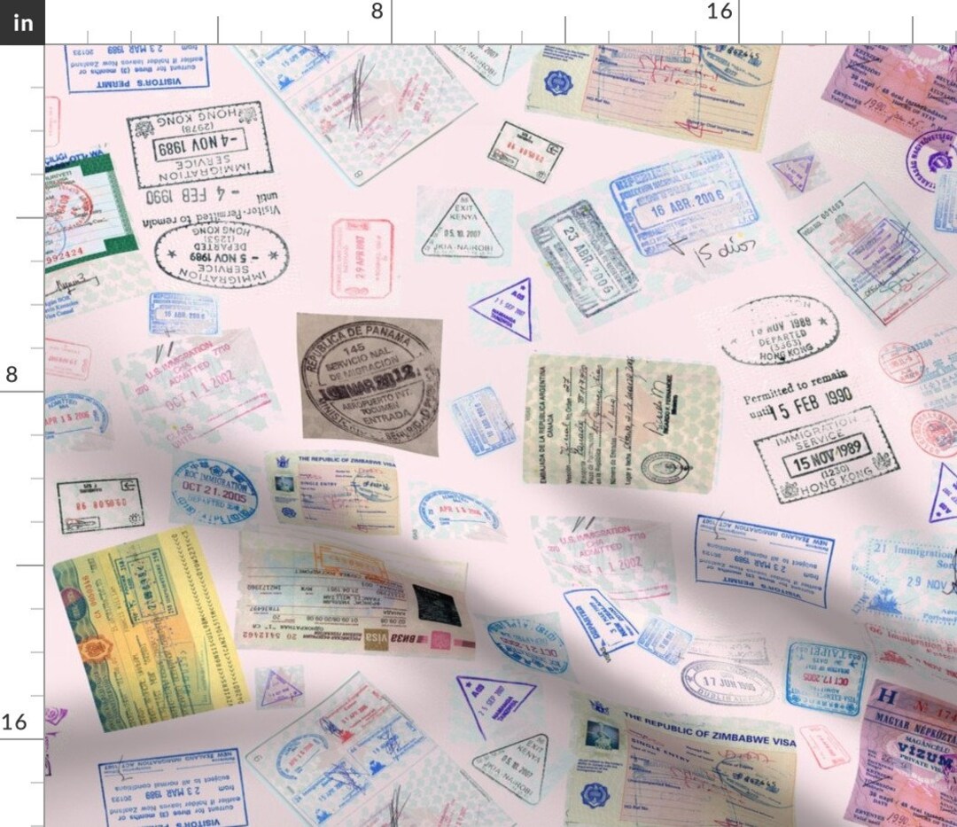 Passport Fabric Colorful Global Traveling International Holiday Stamps