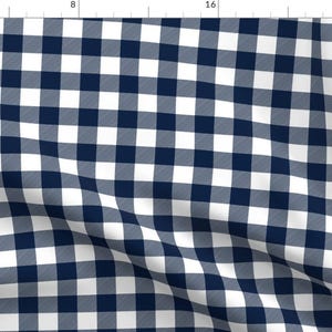 Buffalo Plaid Fabric - 1&quot; Navy Check - Plaid By Littlearrowdesign - Buffalo Plaid Navy White Cotton Fabric By The Yard With Spoonflower
