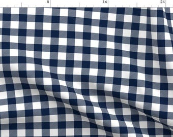 Buffalo Plaid Fabric - 1" Navy Check - Plaid By Littlearrowdesign - Buffalo Plaid Navy White Cotton Fabric By The Yard With Spoonflower