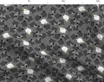Gray Sheep Fabric - Black Sheep Spring Fling By Robinpickens - Gender Neutral Animal Nursery Cotton Fabric By The Yard With Spoonflower