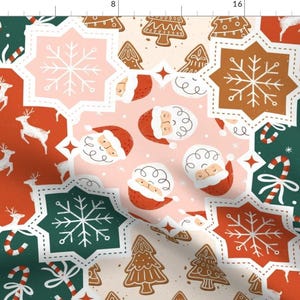 Santa Cheater Quilt Fabric - Retro Christmas  by ammiecreative - Christmas Patchwork Retro Winter Holiday Fabric by the Yard by Spoonflower