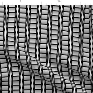 Film Cell Fabric - 02445530 Film Cell Stripe Black And White By Sef - Filmstrip Gray Black White Cotton Fabric By The Yard With Spoonflower