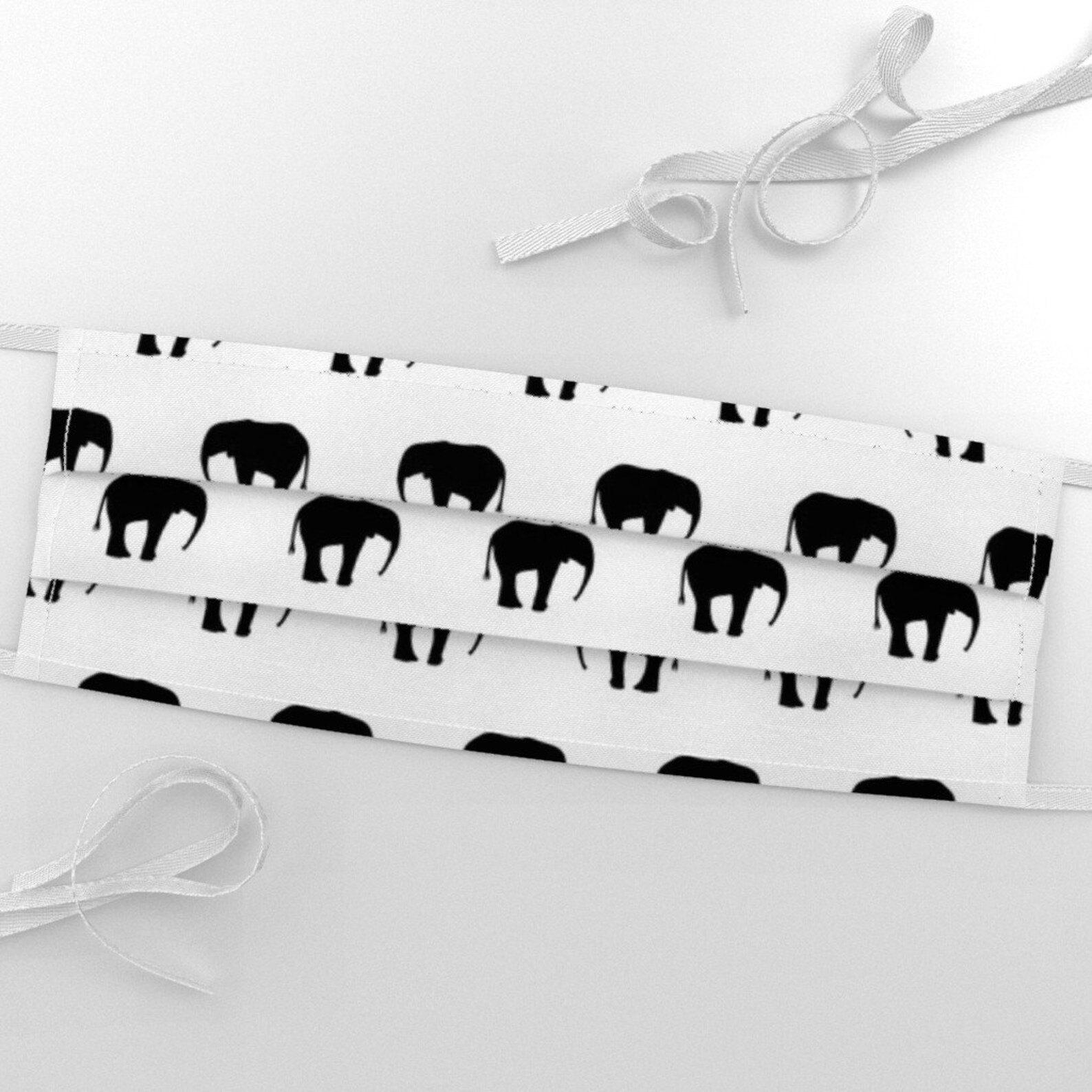 Elephant Fabric Elephants Black and White by Ornaart Etsy