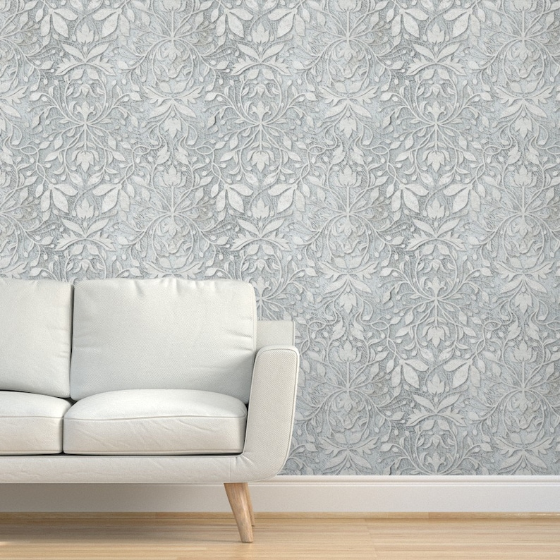 Embossed Nouveau Wallpaper Plaster Relief Damask by - Etsy