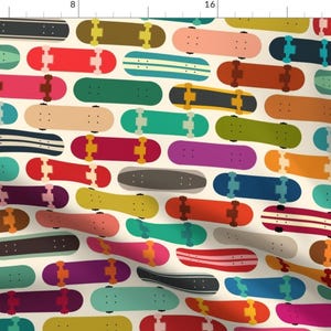 Boardsports Fabric - Board To Be Alive By Kathy Lecocq - Summer Skateboard Kids Colorful Rainbow Cotton Fabric By The Yard With Spoonflower