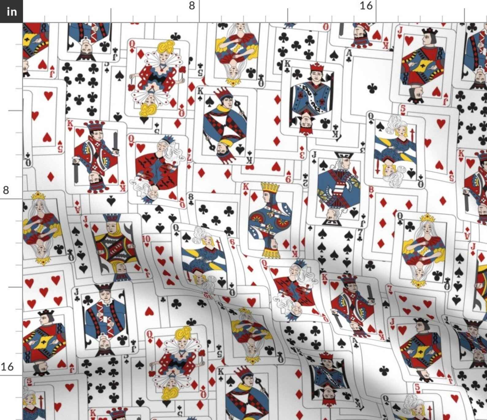 Deck of Cards Fabric the Whole Deck in Primary by Mago Etsy Australia