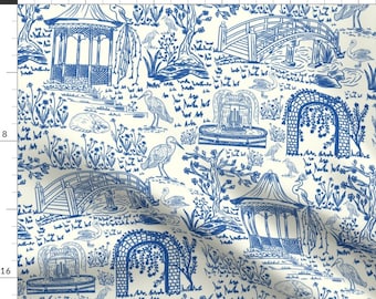 Spoonflower Fabric - Garden Walk Toile De Vintage Chinoiserie French  Printed on Upholstery Velvet Fabric by The Yard - Upholstery Home Decor