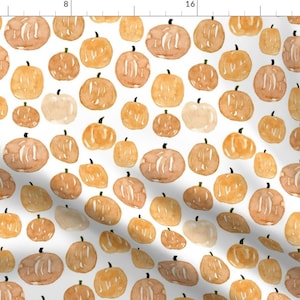 May include: A seamless pattern featuring watercolor pumpkins in shades of orange, brown, and cream on a white background. The pumpkins are various sizes and shapes, creating a festive and autumnal design.
