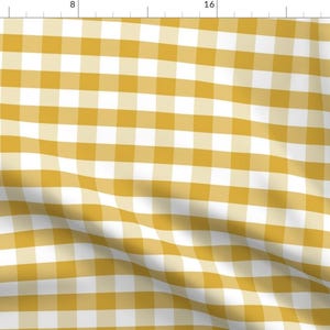 Gingham Fabric - Mustard Gingham Check Tartan Check Mustard Yellow Checks By Charlottewinter - Cotton Fabric by the Yard with Spoonflower