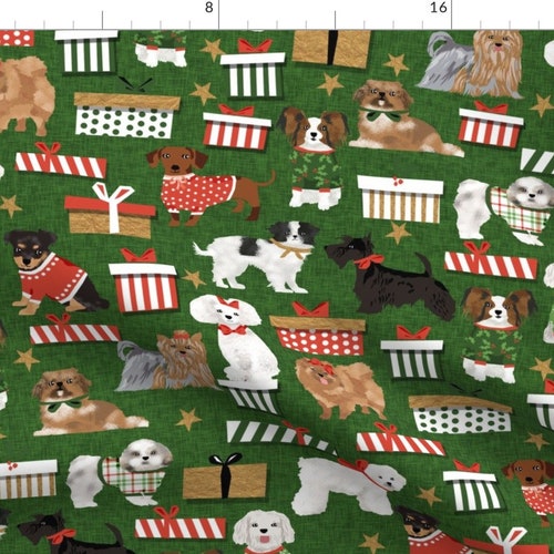 Dog Christmas Fabric Bichon Frise Pekingese Dachshund Etsy