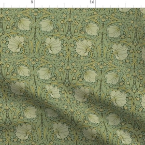 Sage Gree Fabric - William Morris Pimpernel by peacoquettedesigns -  Botanical William Morris Floral Vines Fabric by the Yard by Spoonflower