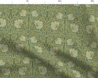 Sage Gree Fabric - William Morris Pimpernel by peacoquettedesigns -  Botanical William Morris Floral Vines Fabric by the Yard by Spoonflower