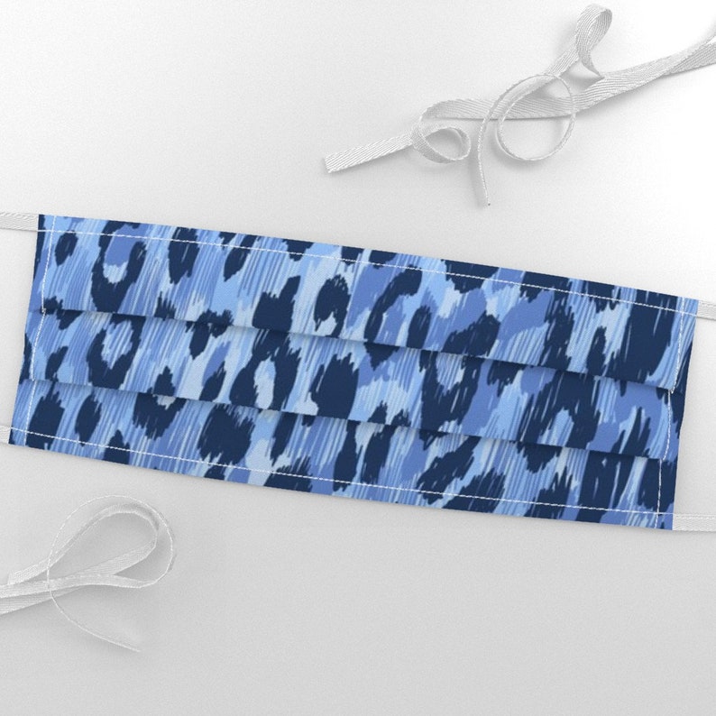 Blue Leopard Print Fabric Leopard Fur in Blue Colors by Ybt - Etsy