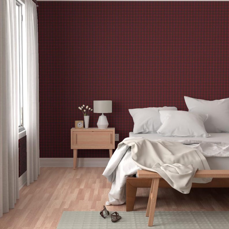 Scottish Wallpaper - Plaid Tartan By Lilyoake - Scottish Highlands Custom Printed Removable Self Adhesive Wallpaper Roll by Spoonflower image 5
