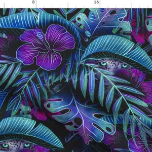 Jewel Tone Tropical Fabric - Jungle Glow By Ashleyinthestars - Moody Tropical Rainforest Island Cotton Fabric By The Yard With Spoonflower