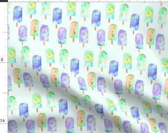 Ice Pops Fabric - Ice Pops In Blue By Erinanne - Ice Pops Cotton Fabric By The Yard With Spoonflower