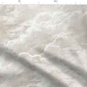 May include: A seamless pattern featuring a white and grey abstract cloud design. The clouds are drawn in a soft, watercolour style, creating a dreamy and ethereal look.