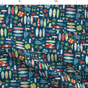 Surfboard Fabric - Surfboards By Cheeky Leopard - Surfboard Summer Tropical Beach Boards Surf Cotton Fabric By The Yard With Spoonflower