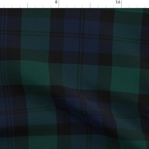 Green Blue Tartan Fabric - Blackwatch Tartan by peacoquettedesigns - Winter Plaid Scottish Blackwatch Fabric by the Yard by Spoonflower