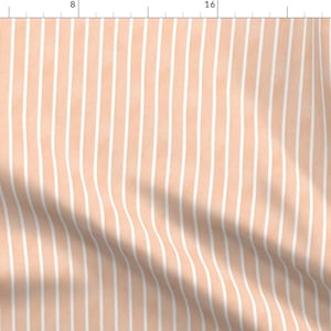 Pastel Orange Fabric - Orange White Stripe by kuriyamadesigns - Coastal Neutral Colorful Weathered Fabric by the Yard by Spoonflower