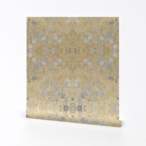 Vines Removable Peel and Stick Wallpaper - Wallpaper Damask Brambles - Wall Art Wall Decor - Damask-silver Gold Faux Foil by kae50