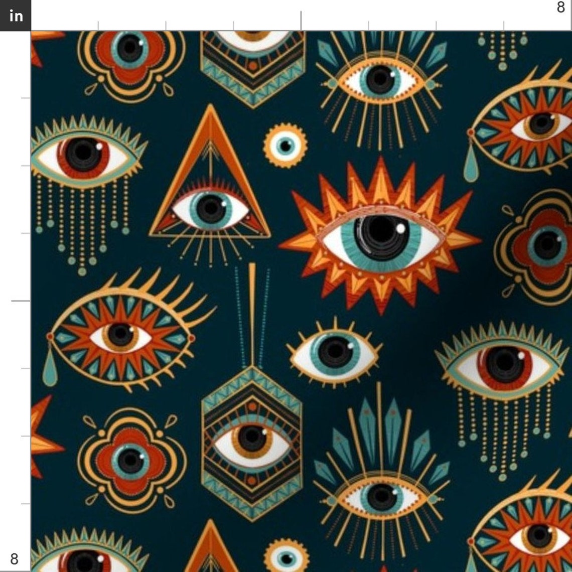 Eyes Fabric All Eyes By Michaelzindell Evil Eyes Black Etsy