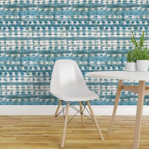 Indigo Wallpaper - Rustic Indigo Dye By Alison Janssen - Indigo Blue Custom Printed Removable Self Adhesive Wallpaper Roll by Spoonflower