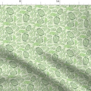 Pickles Fabric - Pickles By Sandityche - Pickles Green Food Vegetable Cucumber Kitchen Decor Cotton Fabric By The Yard With Spoonflower