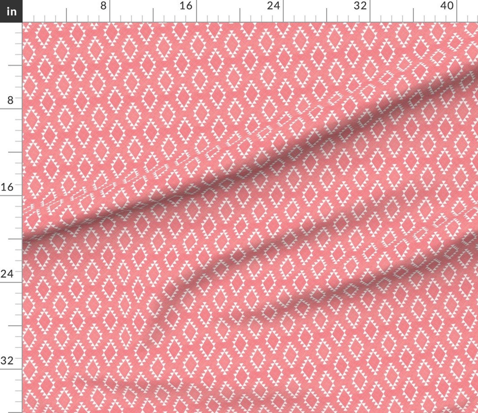 Crosshatch Salmon Pink Diamonds Fabric Aztec Crosshatch Pink Etsy