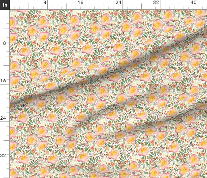 Pastel Watercolor Floral Fabric Elegant Tropical Watercolor Etsy