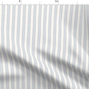 Blue Gray Stripe Fabric - Blue Ticking Stripe by danika_herrick - Neutral Blue Small Scale French Ticking Fabric by the Yard by Spoonflower