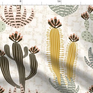 Cactus Fabric - Palm Springs Mid Century by garabateo -  Neutral Large Scale Western Desert Succulent  Fabric by the Yard by Spoonflower