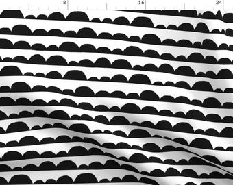 Half Circle Fabric - Black And White Half Moon By Lola And Stella - Cloud Black And White Block Cotton Fabric By The Yard With Spoonflower