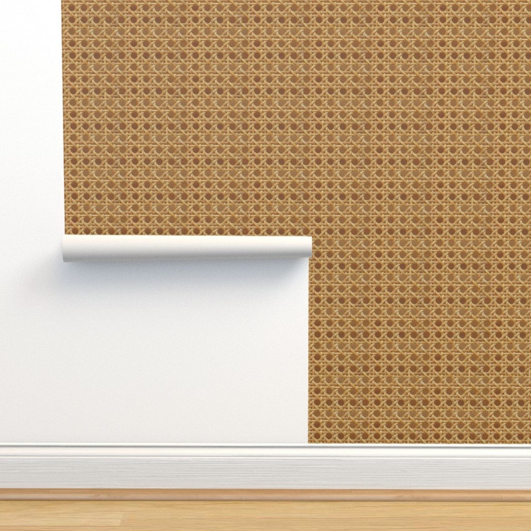 Rattan Wallpaper Rattan 1-ed by Lindaglass Brown Yellow - Etsy