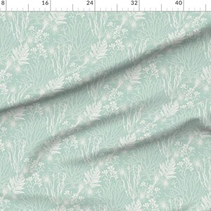 Coastal Coral Fabric - Poseidon Aqua by lori_craffey_design - Aqua Mint Nautical Seaweed Coral Ocean Fabric by the Yard by Spoonflower image 2