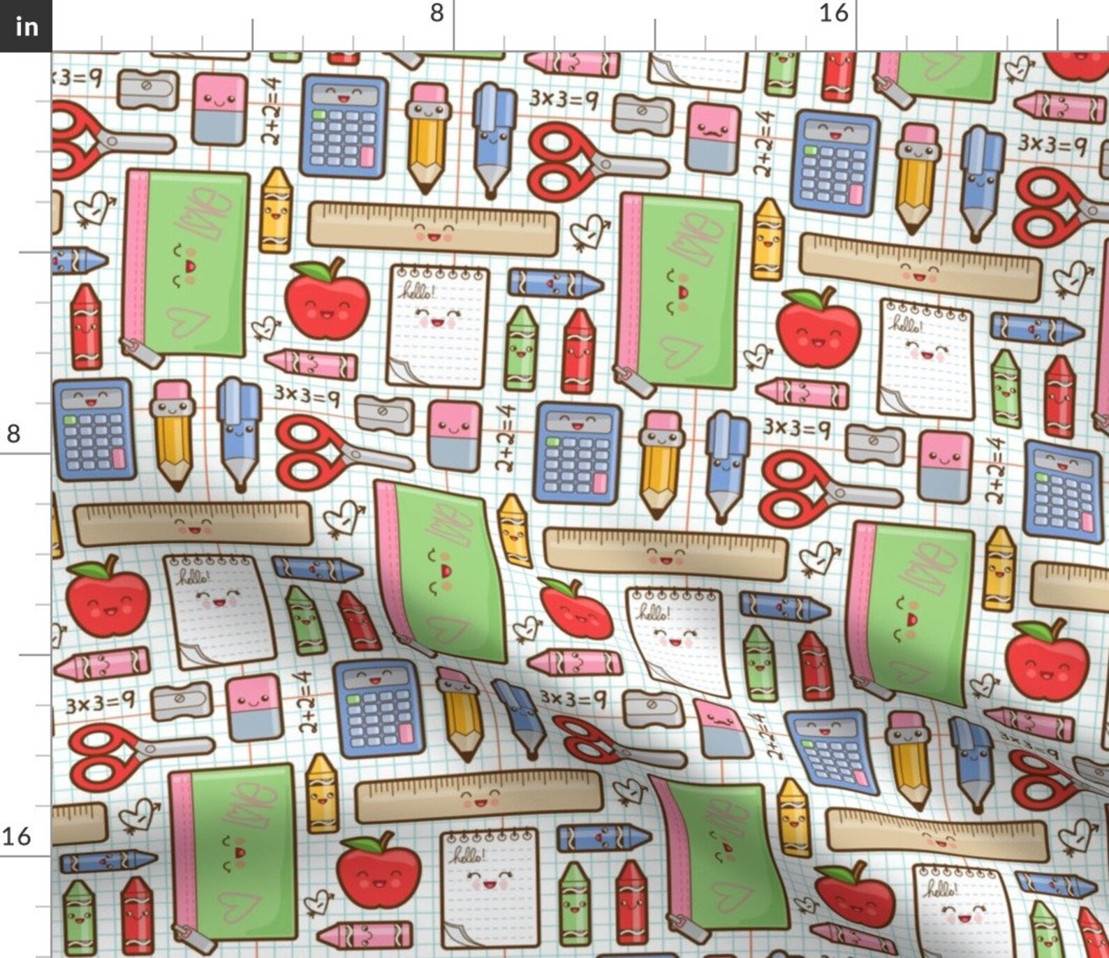 School Supplies Fabric Back to School by Woodmousebobbit Etsy