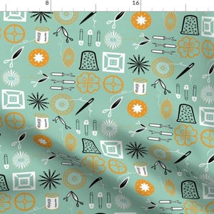 Sewing Notions Fabric - Sewing Symbols By Paula Ohreen Designs - Sewing Notion Craft Cotton Fabric By The Yard With Spoonflower