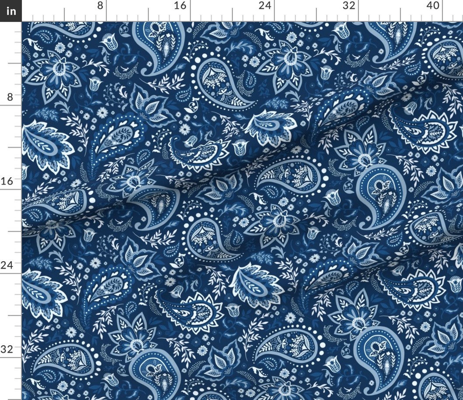 Monochromaticdc Blue Paisley Fabric Blue Soma Paisley by | Etsy